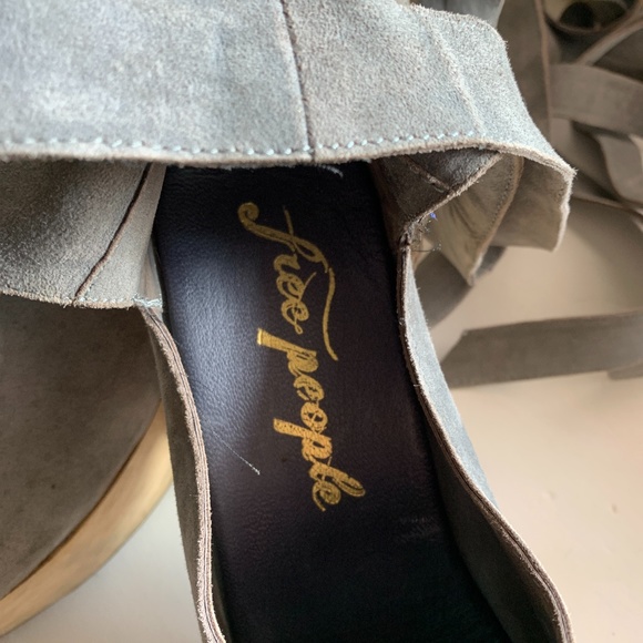 Free people tie up grey‎ suede shoes. Worn 2x - Picture 2 of 5
